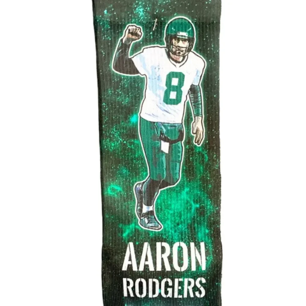 3/$20 Aaron Rodgers New York Jets NFL Football Funny Novelty Crew Socks - NWT